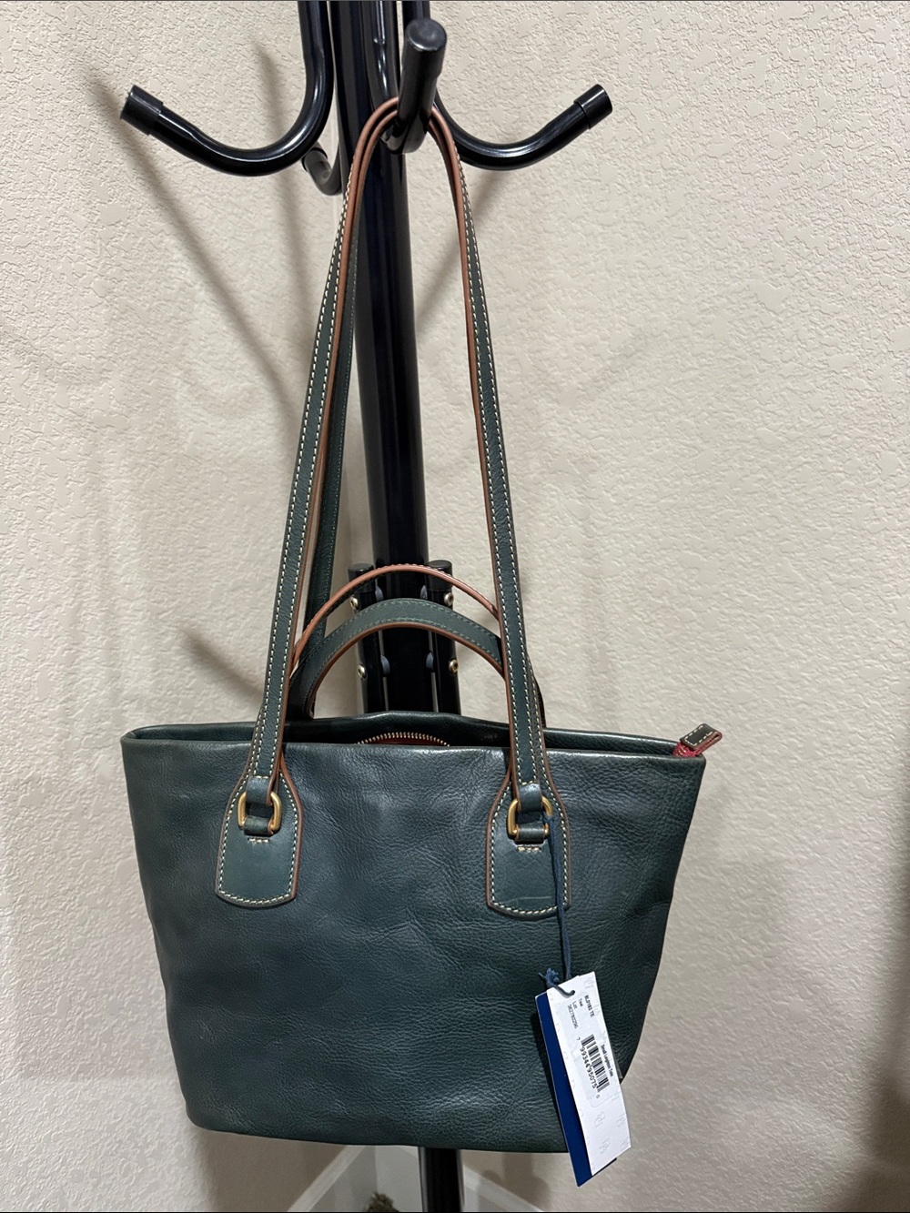 Dooney & Bourke NWT Teal Florentine Leather Leighton Tote - Picture 3 of 11